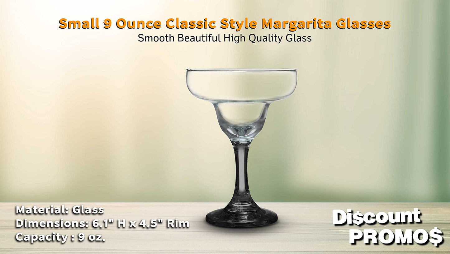 DISCOUNT PROMOS 10 Margarita Glasses Set, 9 oz. - Classic, Smooth, Barware, Glassware - Black