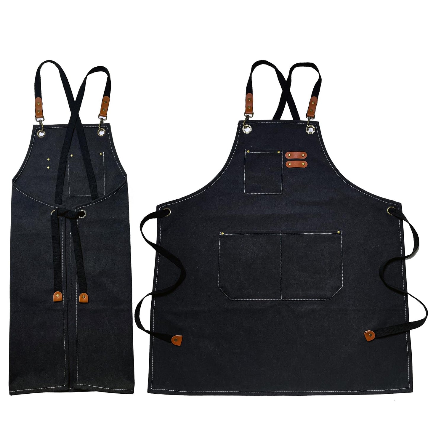 Kids Apron with 3 Pockets for Cooking, Baking, Painting, Crafting, Art or Gardening (Black)
