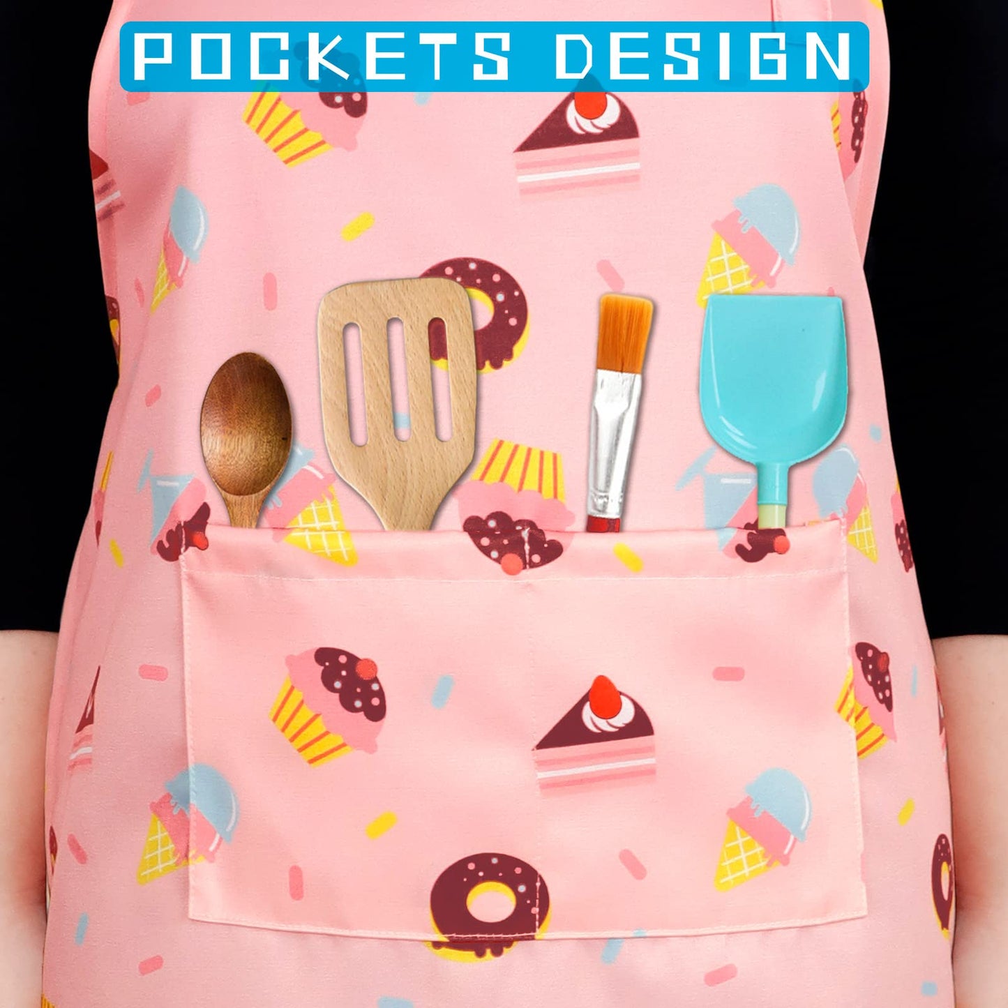 Kids’ Apron for Cooking, Baking, Painting, Crafting, and Gardening - Pastries, Strawberry or Unicorn Theme