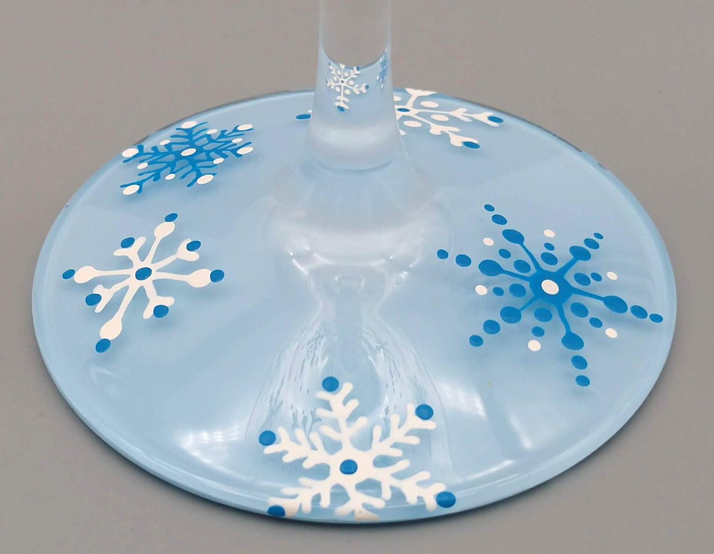 Blue and White Snowflake Martini Glass - Hand Painted - Winter, Pretty, Intricate Snow Flakes