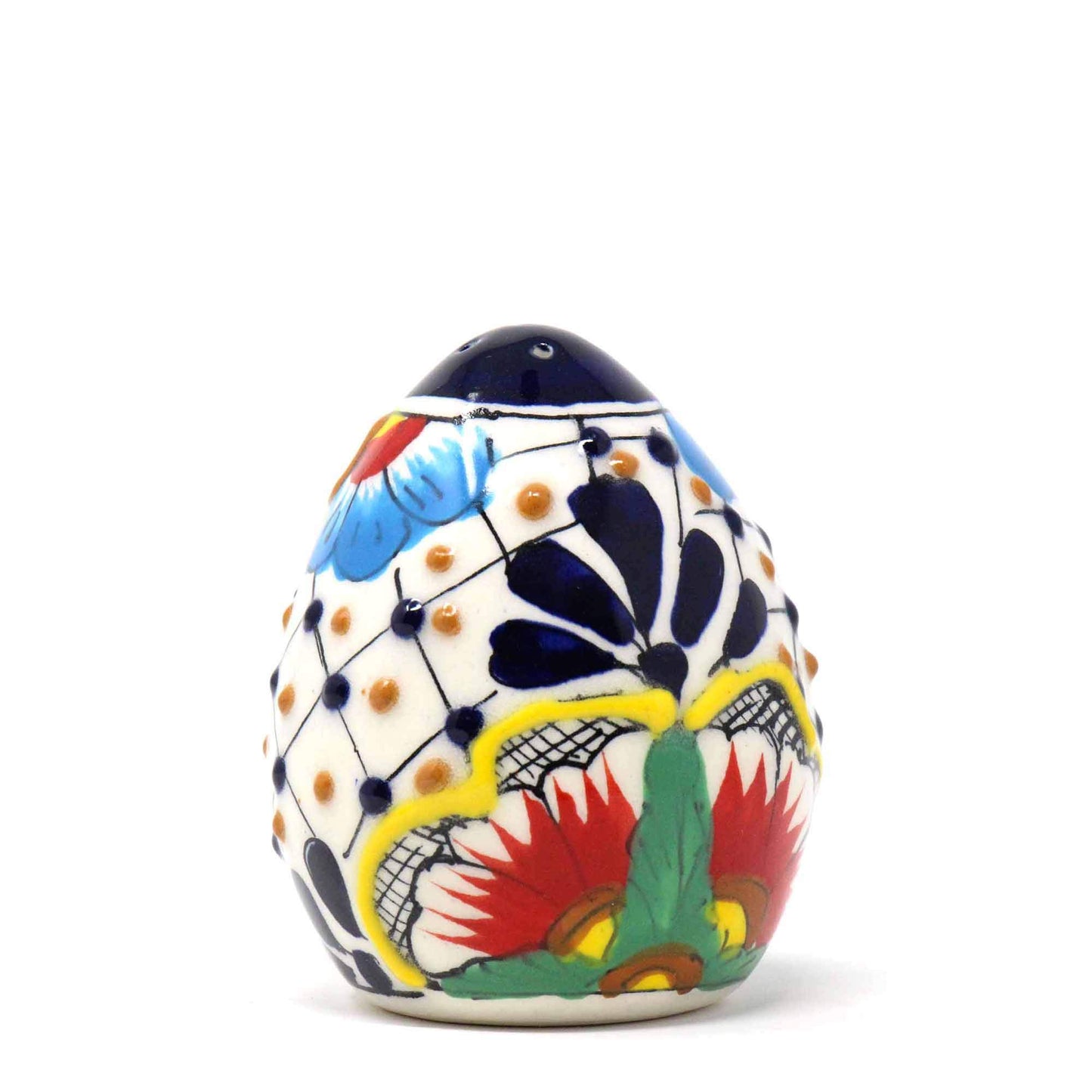 Global Crafts Encantada Handmade Hand-Painted Authentic Mexican Pottery, Salt and Pepper Shaker Set, Dots & Flowers (MC085D-K2)