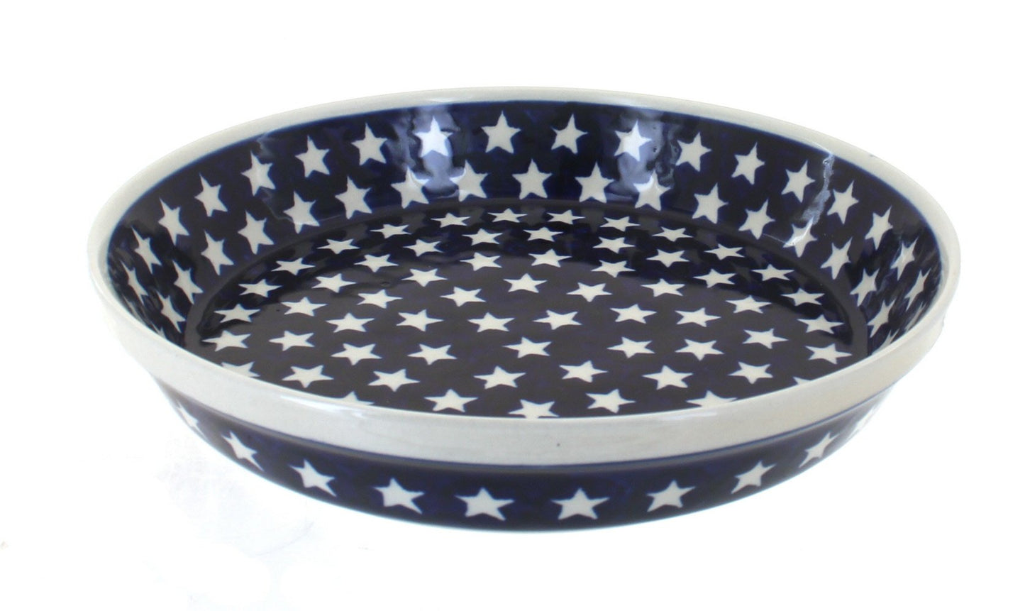 Blue Rose Polish Pottery Stars Pie Plate