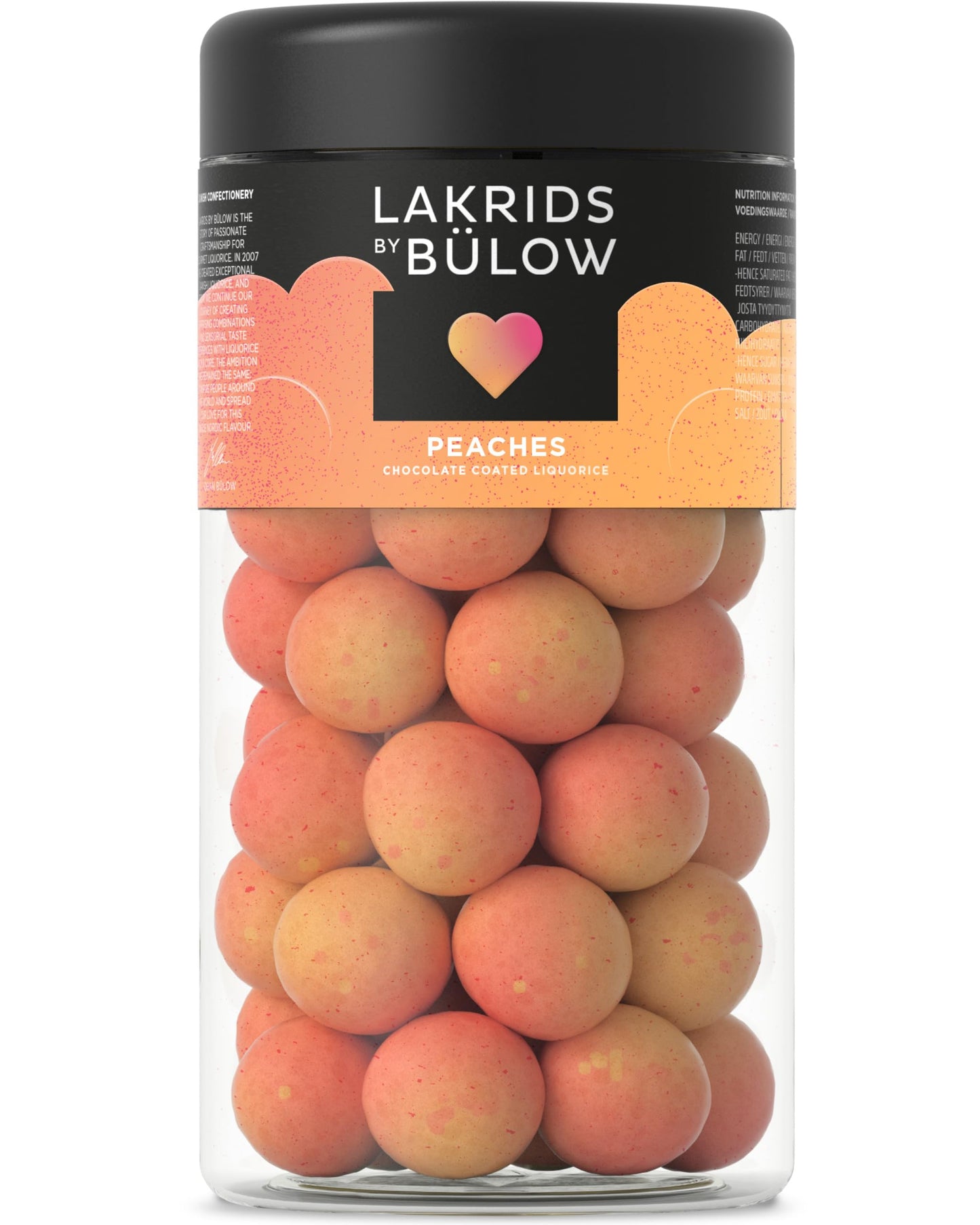 LAKRIDS BY BÜLOW - Peaches - 10.4 Oz. - Chocolate-Coated Gourmet Licorice - Sweet Licorice Core Coated in White Chocolate and Peach