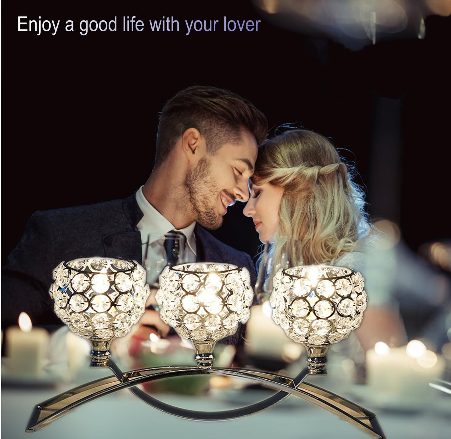Silver Crystal Candle Holders 3 Arms Unique Bling Tea Lights Candle Holder Coffee Dining Table Centerpiece Table Decorations for Dining Room Mothers Day Christmas Wedding Housewarming Gift