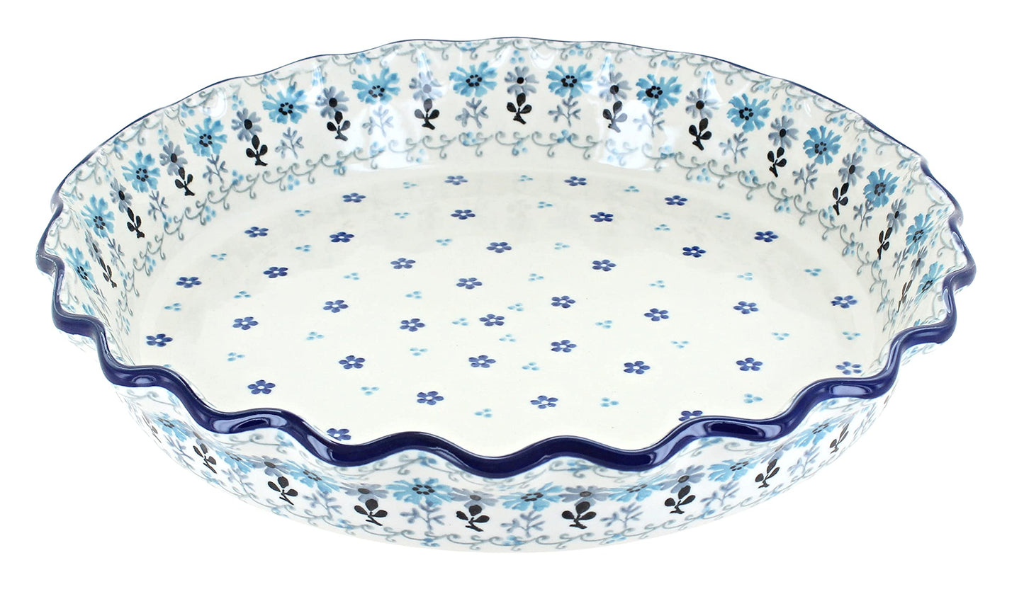 Blue Rose Polish Pottery Celeste Pie Plate