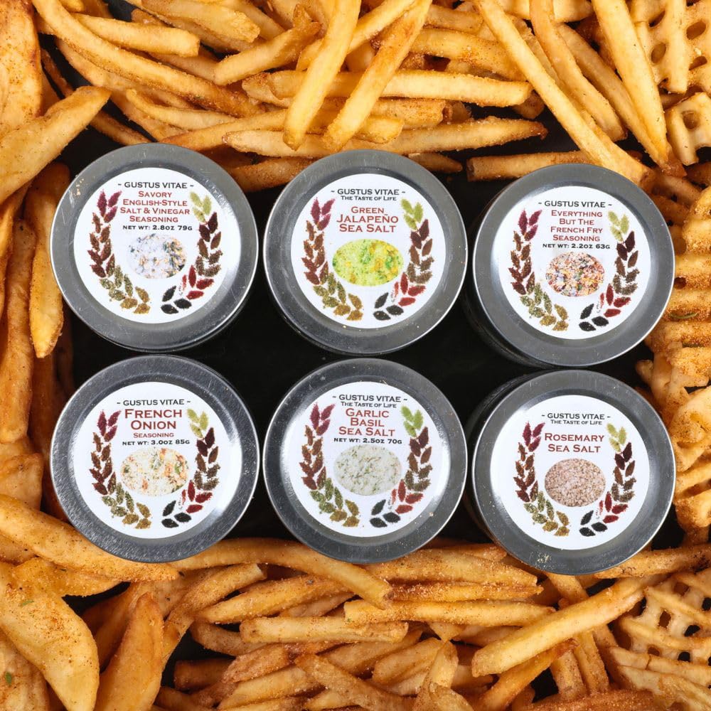 Gourmet French Fry Seasoning Set - Six Pack | Oprah's Favorite Thing 2024 | Authentic Small Batch Seasoning Mixes | 6 Gourmet All Natural Spice Blends - French Fries Are Just The Beginning | Hand Packed, Non GMO | Sustainably Sourced, Made in USA | | Gust