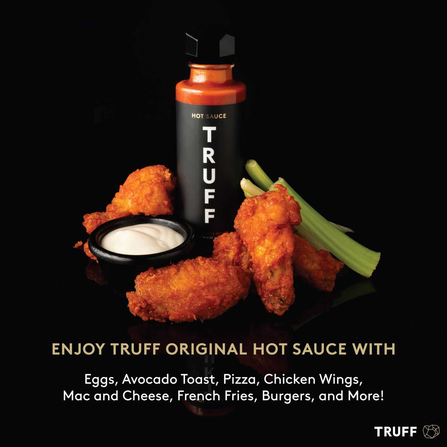 TRUFF Original Black Truffle Hot Sauce, Gourmet Hot Sauce with Ripe Chili Peppers, Black Truffle Oil, Agave Nectar, Unique Flavor Experience in a Bottle, 6 oz.