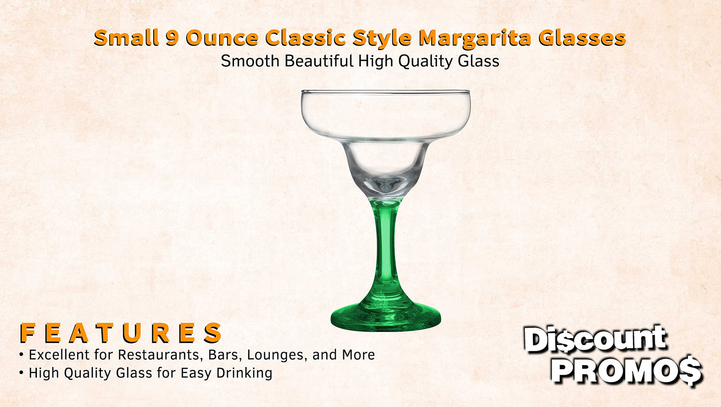 DISCOUNT PROMOS 10 Margarita Glasses Set, 9 oz. - Classic, Smooth, Barware, Glassware - Green