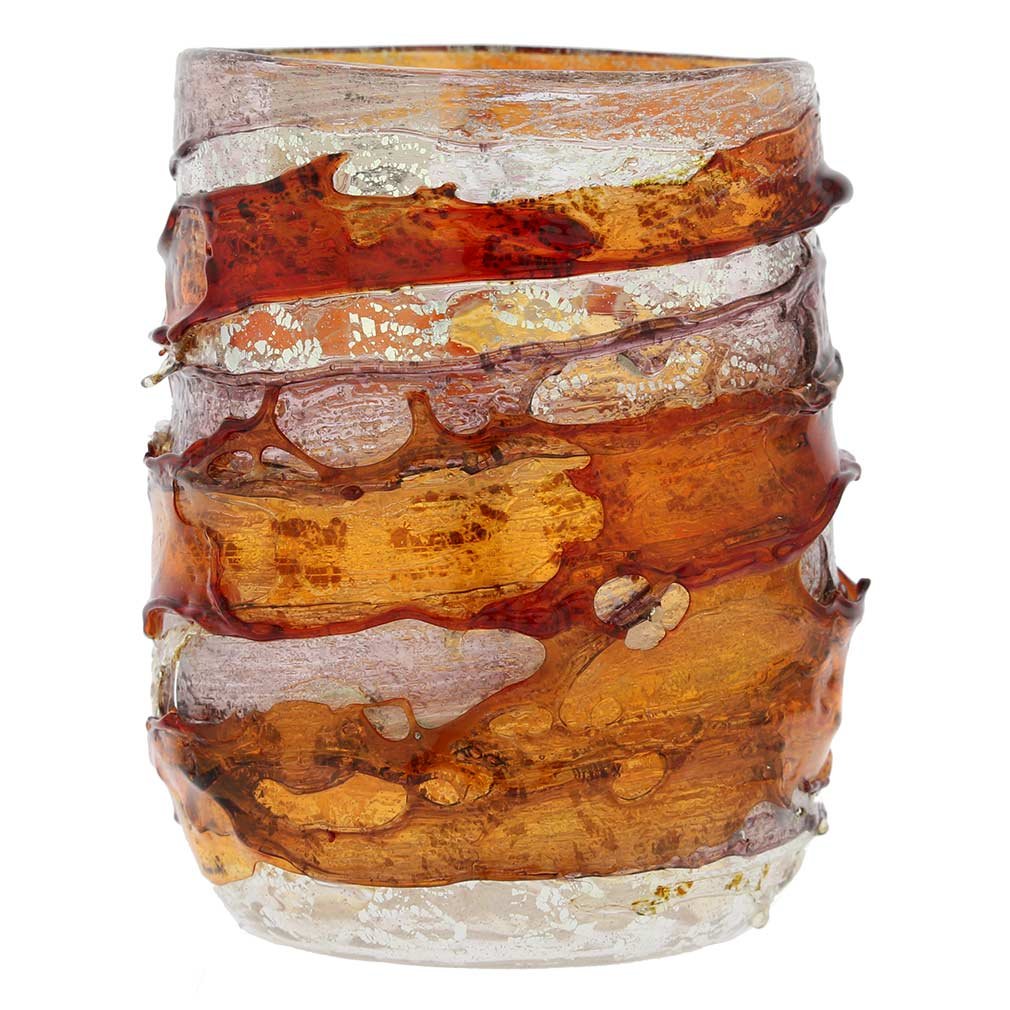 GlassOfVenice Murano Sbruffo Tumler - Golden Brown Purple