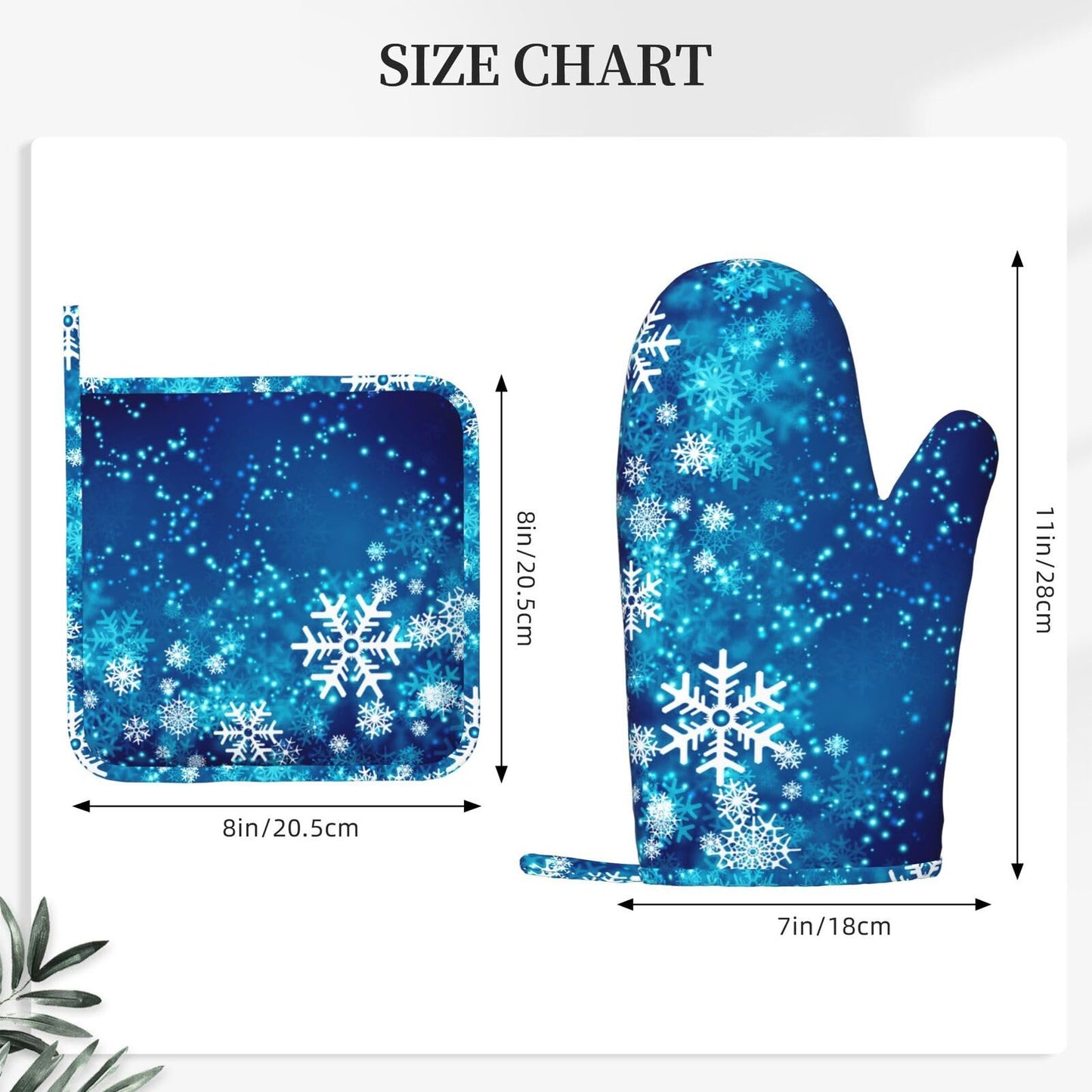Oven Mitts and Pot Holders Blue Snowflake Winter Christmas Silicone Kitchen Accessories Set of 4 Heat Resistant Long Gloves Potholder Non-Slip Grip for Chef Cooking Baking Grilling BBQ