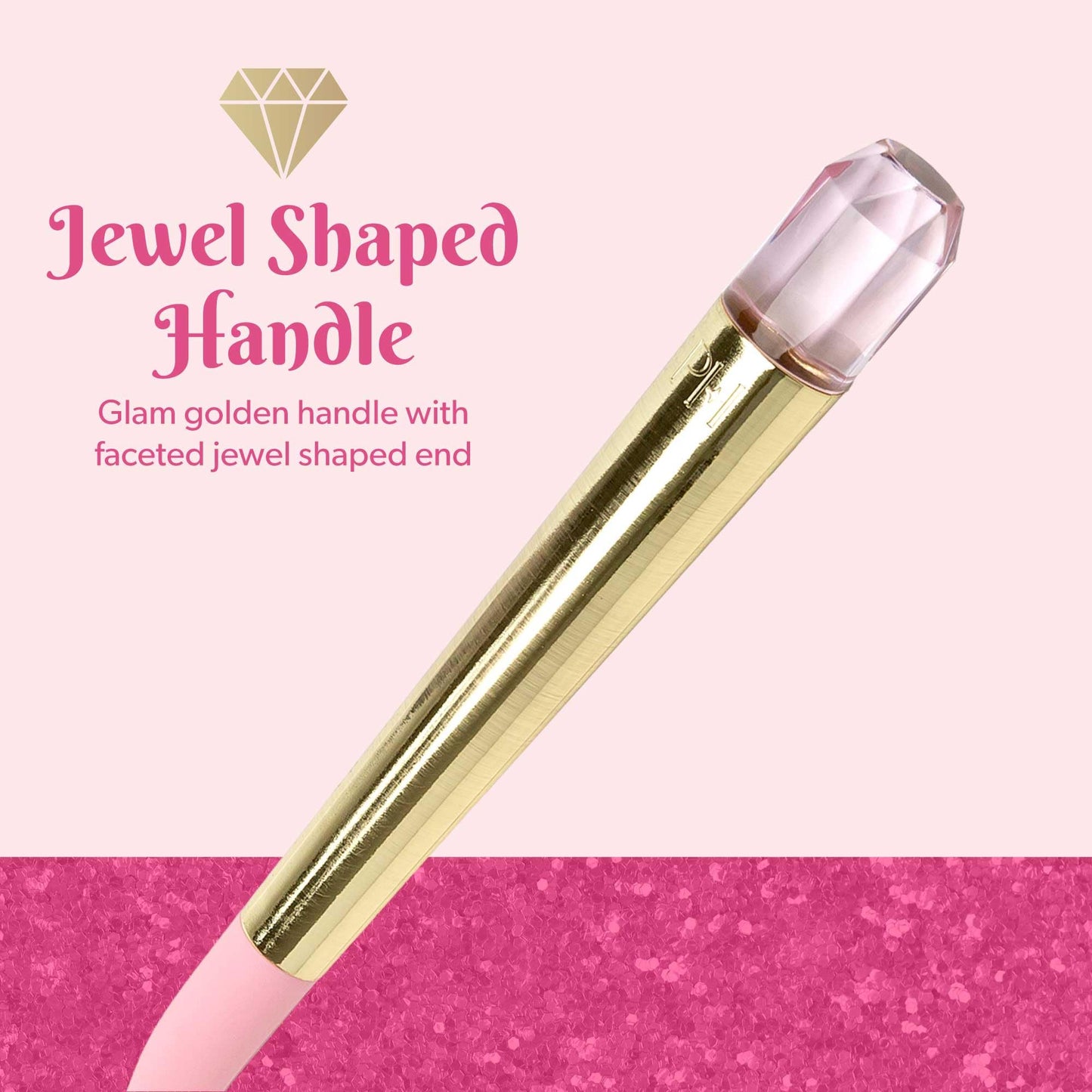 Paris Hilton Solid Spoon with Pink Jewel Shaped Handle, Heat-Resistant up to 400°F, Dishwasher Safe Kitchen Tools and Utensil, Pink and Gold