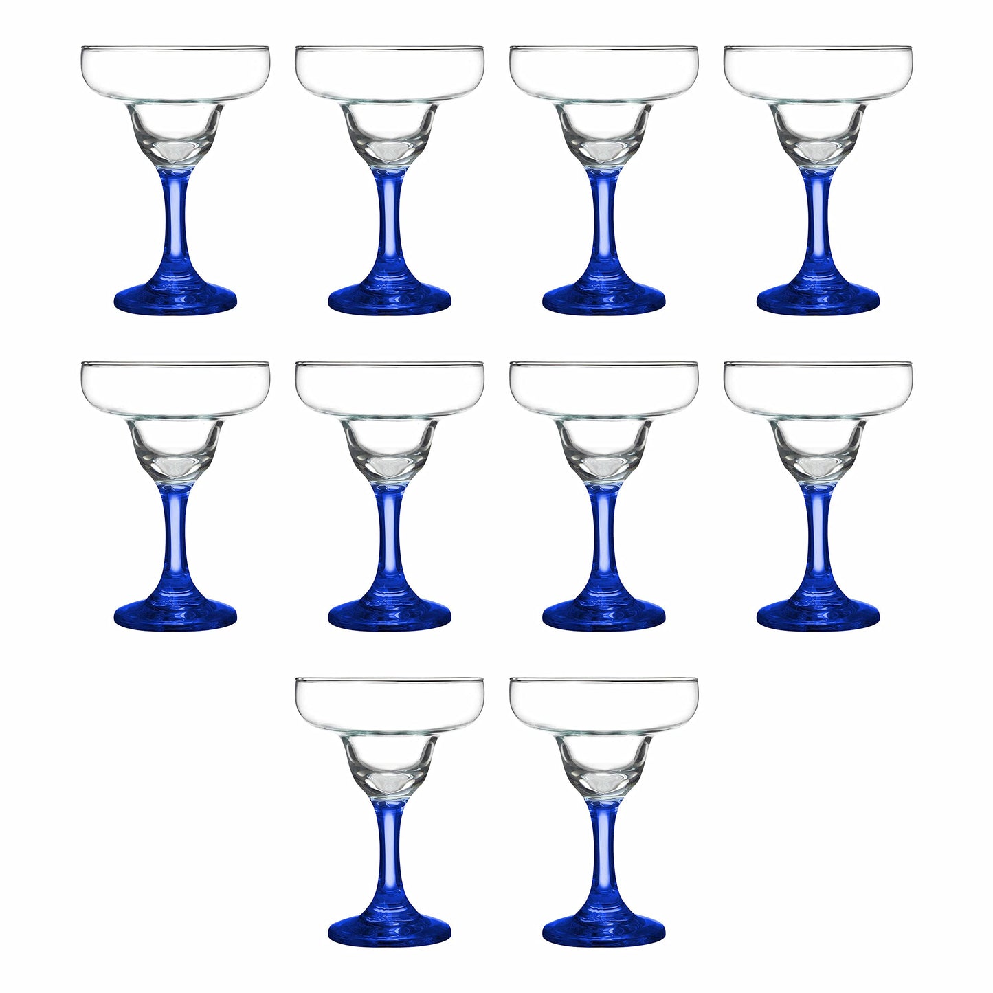DISCOUNT PROMOS 10 Margarita Glasses Set, 9 oz. - Classic, Smooth, Barware, Glassware - Blue