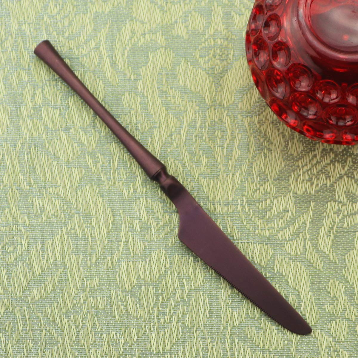 Gugrida Unique and Beautiful Burgundy Iridescent Flatware Set - 5-Piece Iridescent Silverware Sets | 18/10 Stainless Steel Reusable Cutlery Set | Purple Utensils Service for 1 with Dessert Fork, Knife, Spoon, Dinner Fork