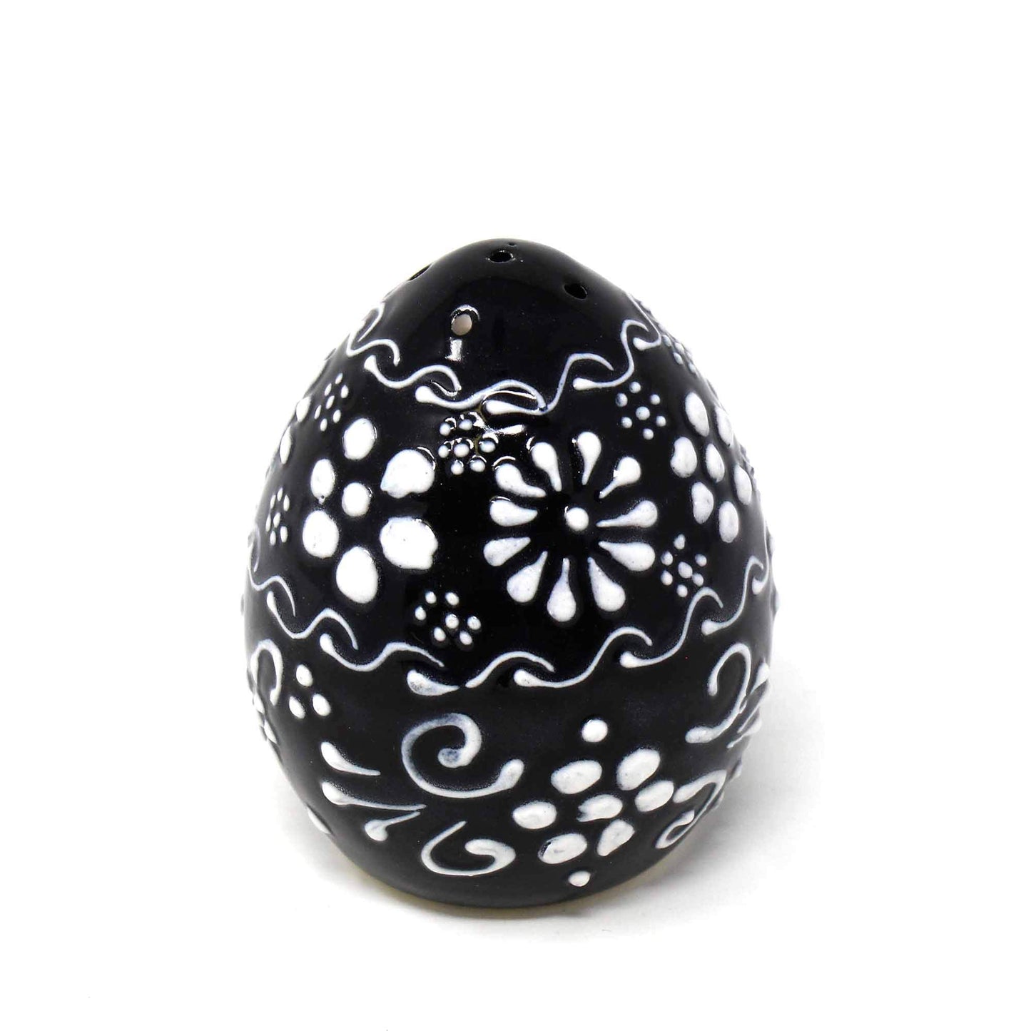 Global Crafts Encantada Handmade Hand-Painted Authentic Mexican Pottery, Salt and Pepper Shaker Set, Ink Collection, Black and White, (MC085I-K2)