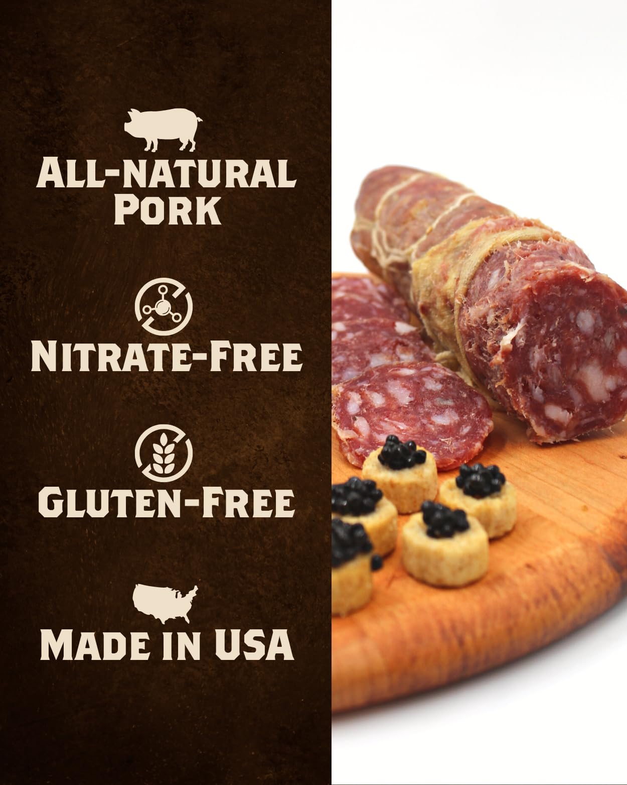 Fortuna's All Natural Salami with Black Truffle - Tartufo, 8 oz. Stick, Made in USA from 100% Natural Pork, Naturally Cured for a Rich Flavor - Perfect for Charcuterie Boards and Gourmet Snacking