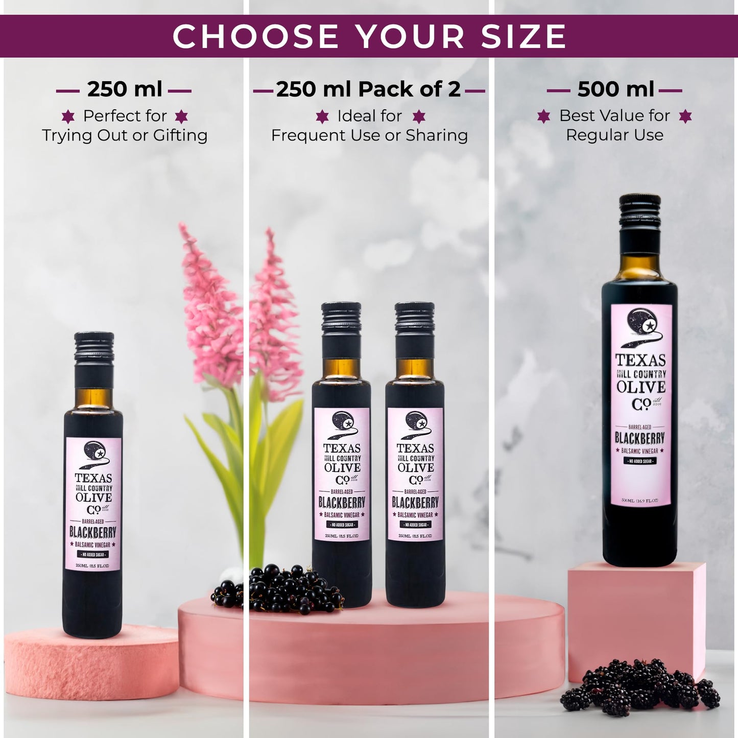 Fig Balsamic Vinegar - Gourmet Barrel Aged Infused Balsamic Vinegar - Great for Dressing Dipping Glazing - No Artificial Flavors or Added Sugar - Made in Texas (8.5 oz)