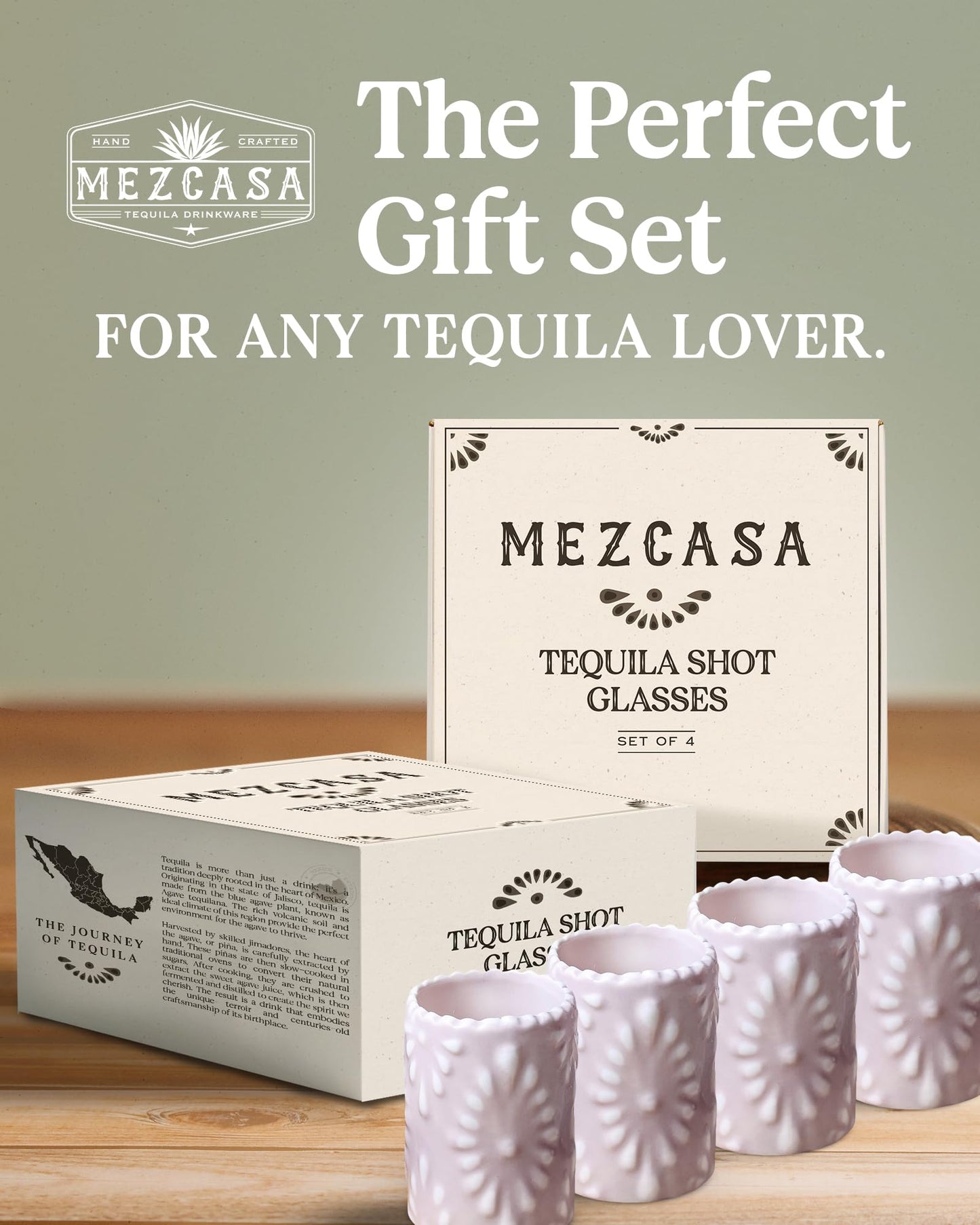 MEZCASA Talavera Shot Glasses — 100% Handmade Ceramic Tequila Shot Glasses with Talavera Mexican Pottery Design — Perfect Tequila Gifts for Women & Men for Any Occasion (BLUSH PINK| SET OF 4)