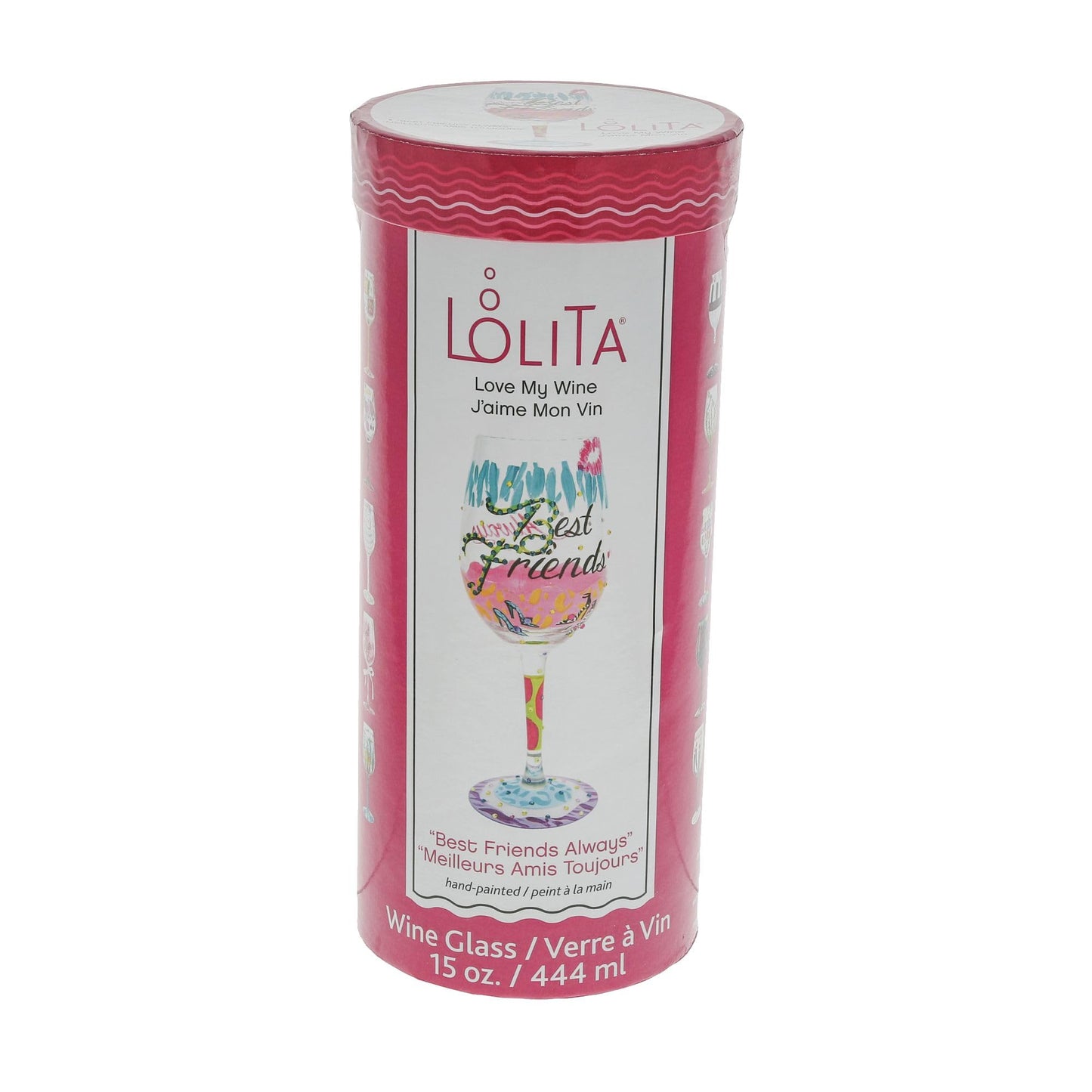 Lolita Best Friends Always Artisan Painted Wine Glass Gift