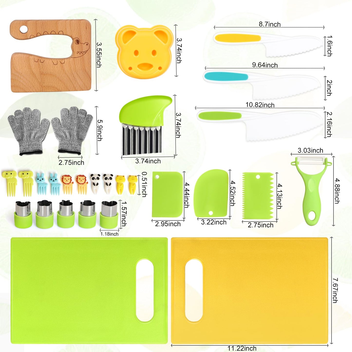 28-Piece Toddler Knife Set - Kids’ Knives for Real Cooking, Montessori Kids Kitchen Knife Set with Cutting Board Crinkle Cutters Kid Safe Knives, Toddlers Kitchen Tools for Age 2-10 Year Old Girl Boy