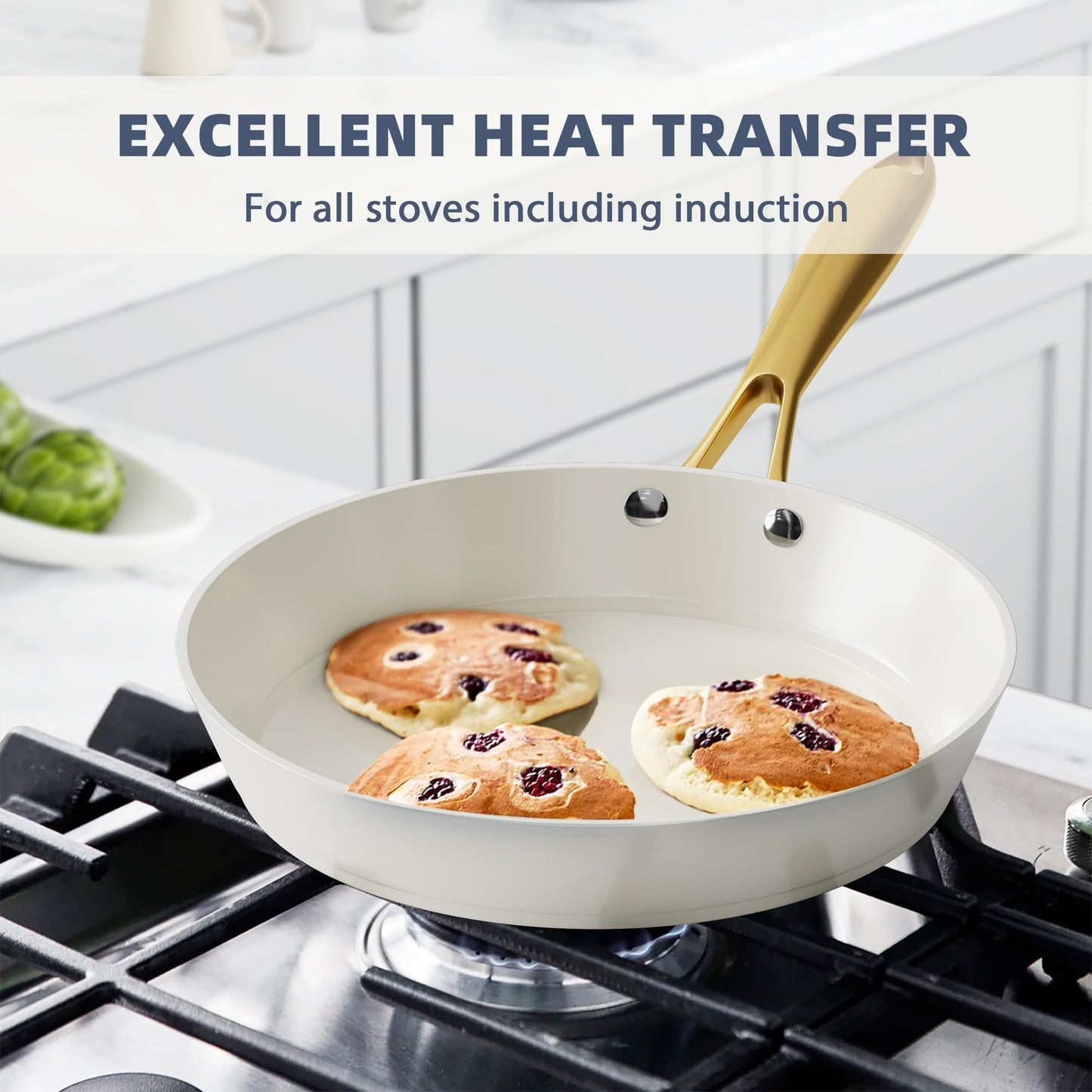 Pots and Pans Set Non-Stick - Voniki Ceramic Cookware Set with Cooking Utensils Set, Non-Toxic Kitchen Cookware Sets, Dutch Oven Pot with Lid Saucepan Set Sauté Pan Frying Pan Set for Cooking Gifts