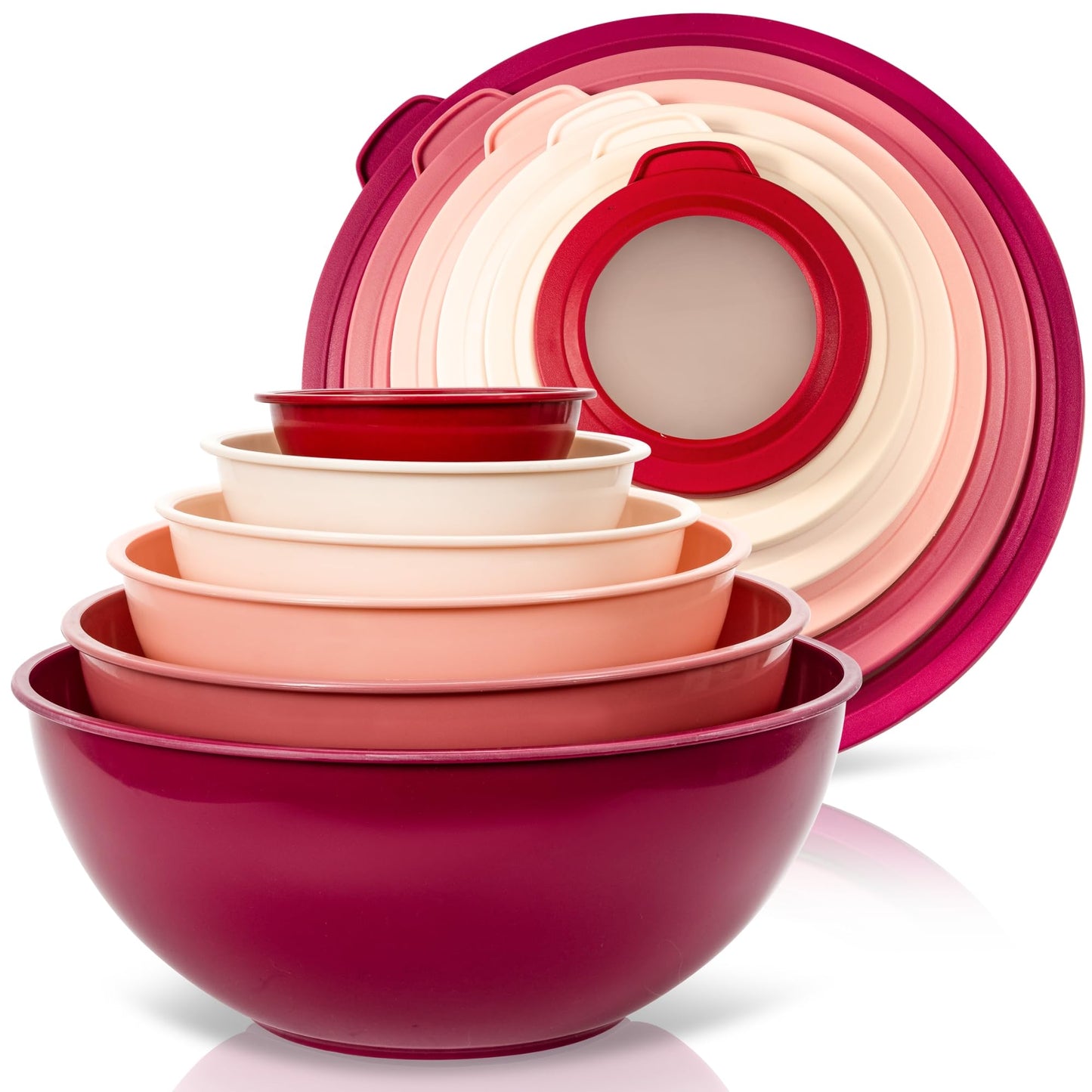 WHYSKO Mixing Bowl Set, 12 Piece Colorful Plastic Mixing Bowls with Lids Set for Food Prep Storage and Serving, Dishwasher Safe Microwave Safe for Kitchen Baking Cooking