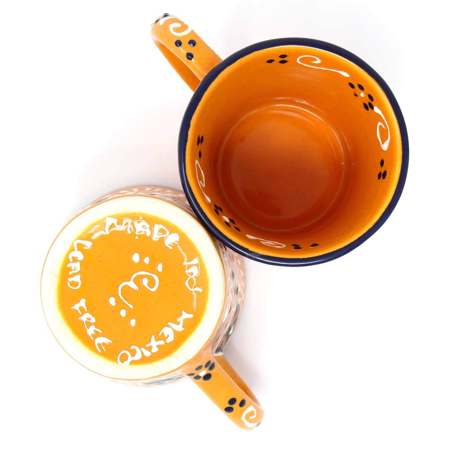 Global Crafts Encantada Handmade Hand-Painted Authentic Mexican Pottery Mugs (2-Pack, Mango)