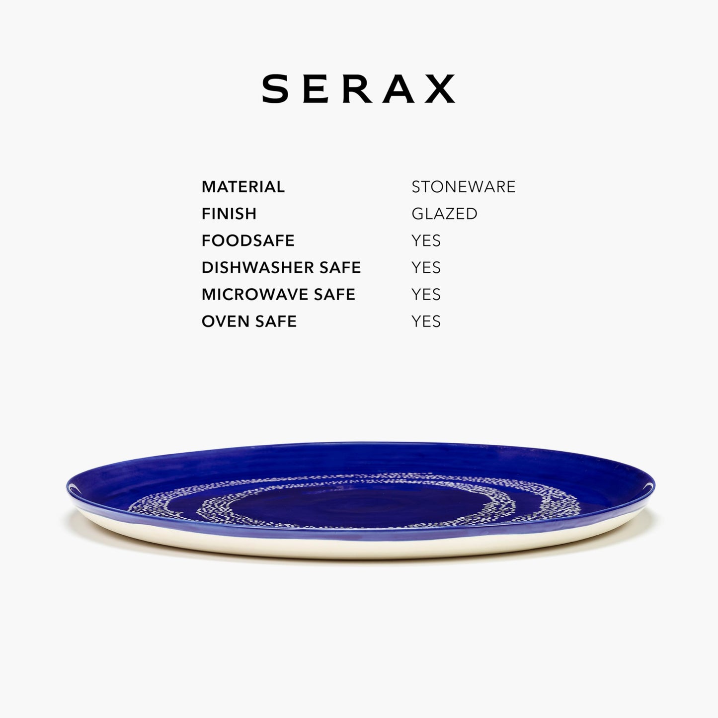 Serax Dark Blue White Serving Plate | Feast tableware by Ottolenghi | Serving Tray Dish Set for 1 | Stoneware Microwave Safe Plates | Farmhouse Kitchen and Dinnerware Sets for Home, Party