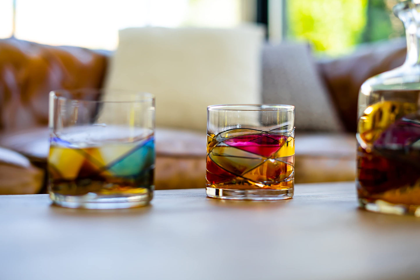 Antoni Barcelona Whiskey Bourbon Crystal Glasses 12Oz SET 2 Sagrada Hand Painted Mouth Blown Cocktail Bar Gifts Women Men Dad