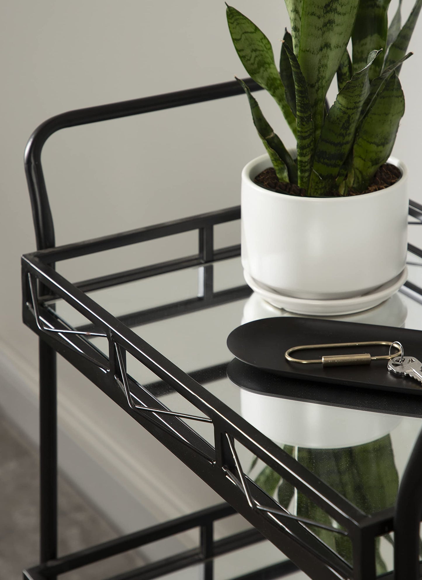 Kate and Laurel Ketia Modern Metal Bar Cart, 23 x 13 x 34, Black, Glamorous Three Tier Bar Cart for Display and Storage