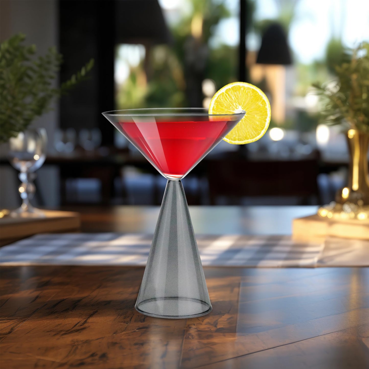 Gusto Buono 8.4oz Martini Glasses – Set of 4 Drinkware with Grey Stem Geometric Design | Heat-Resistant, Dishwasher, Microwave & Freezer Safe | Perfect for Martinis, Cocktails, Home, Parties, & Gifts