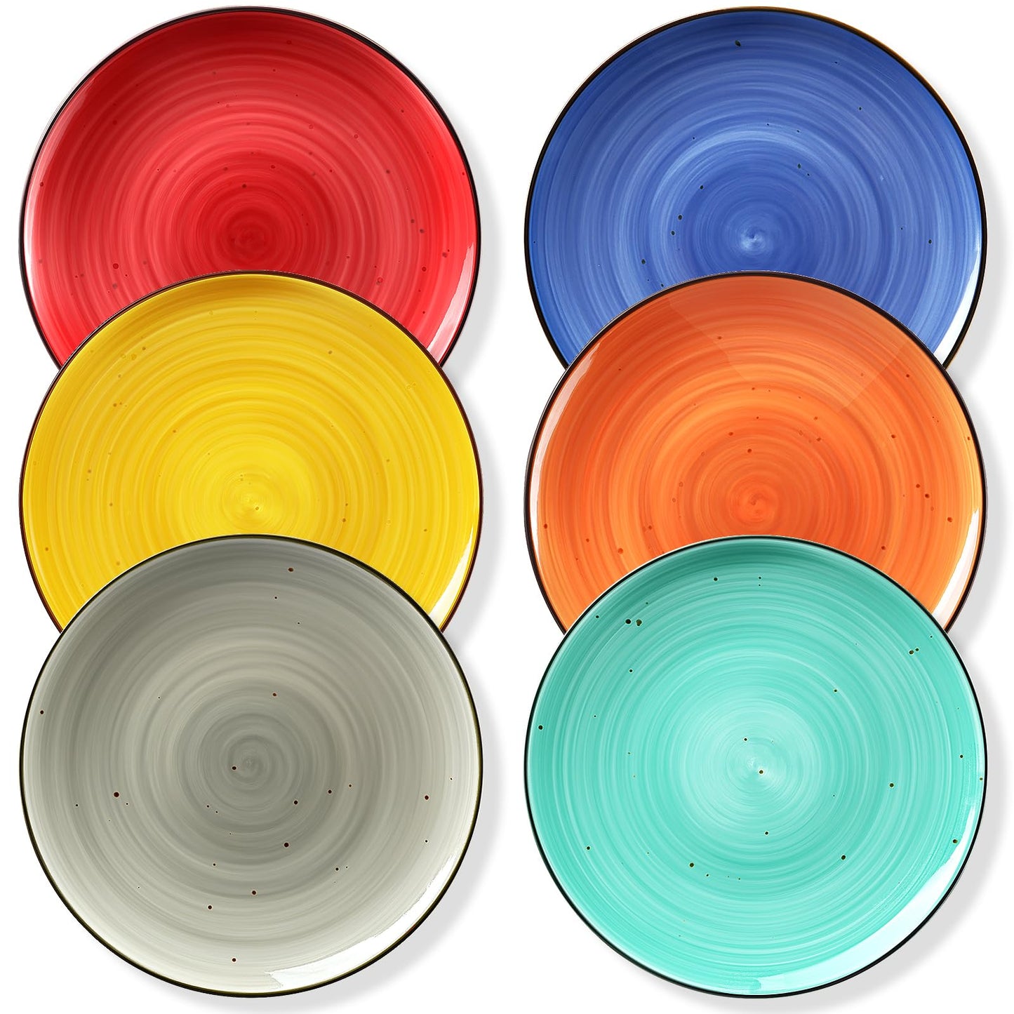 Yedio Dinner Plates, 10.4 Inch Porcelain Plates for Salad, Dessert, Appetizer, Pasta, Kitchen Serving Round Dishes, Microwave, Oven, Dishwasher Safe, Modern Colorful, Hand Painted, Set of 6