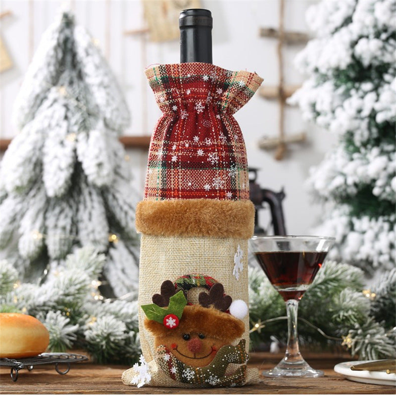 Christmas Burlap Wine or Champagne Bottle Cover