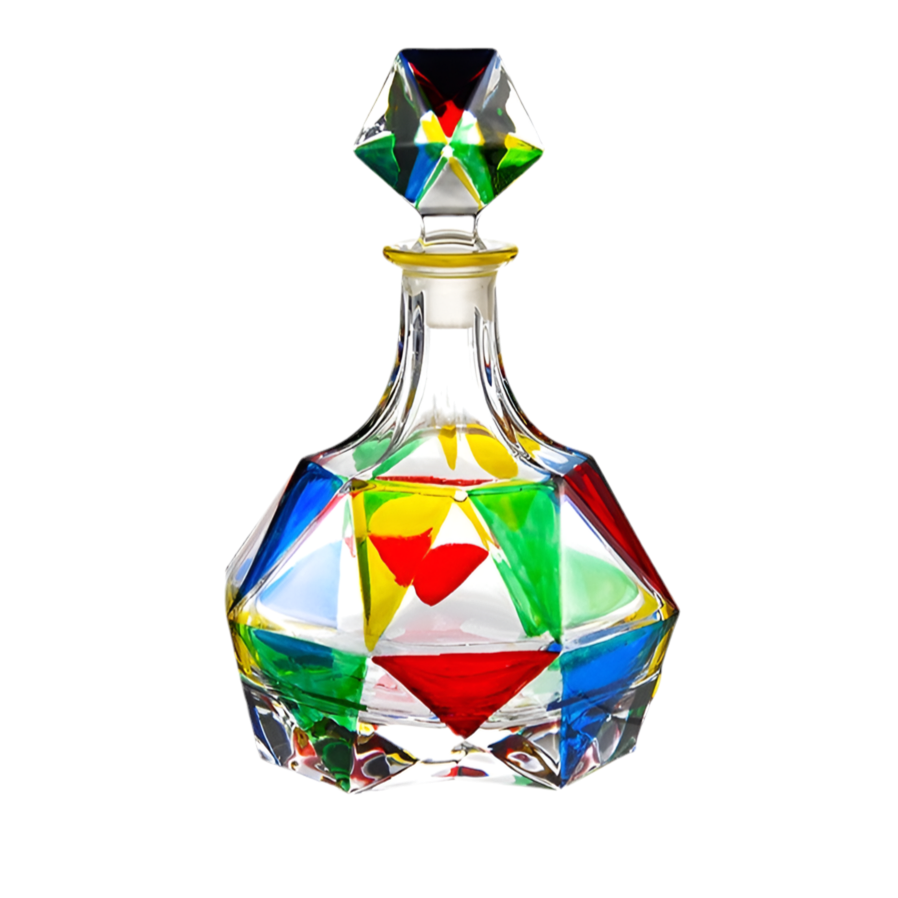 Colorful Handpainted Spirits or Wine Decanter Bottle