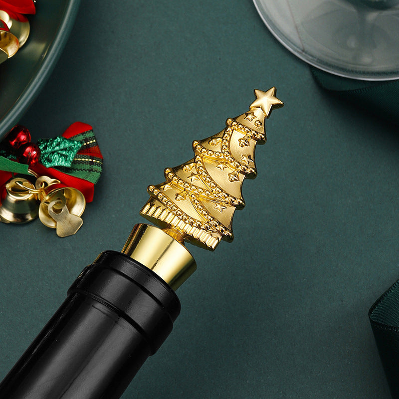 Christmas Tree Wine Bottle Stopper in Gold or Silver Tone