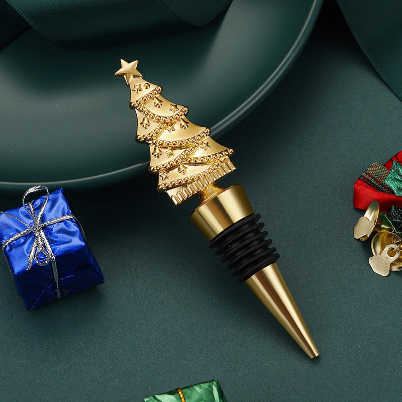 Christmas Tree Wine Bottle Stopper in Gold or Silver Tone