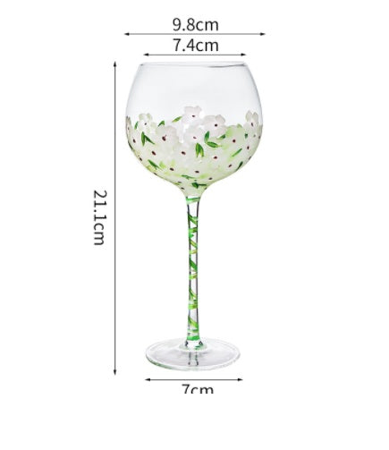 Hand Painted Flower Wine Glasses