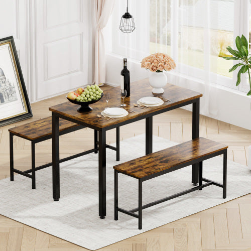 Dining Table Set, Bar with Dining Table and 2 Benches