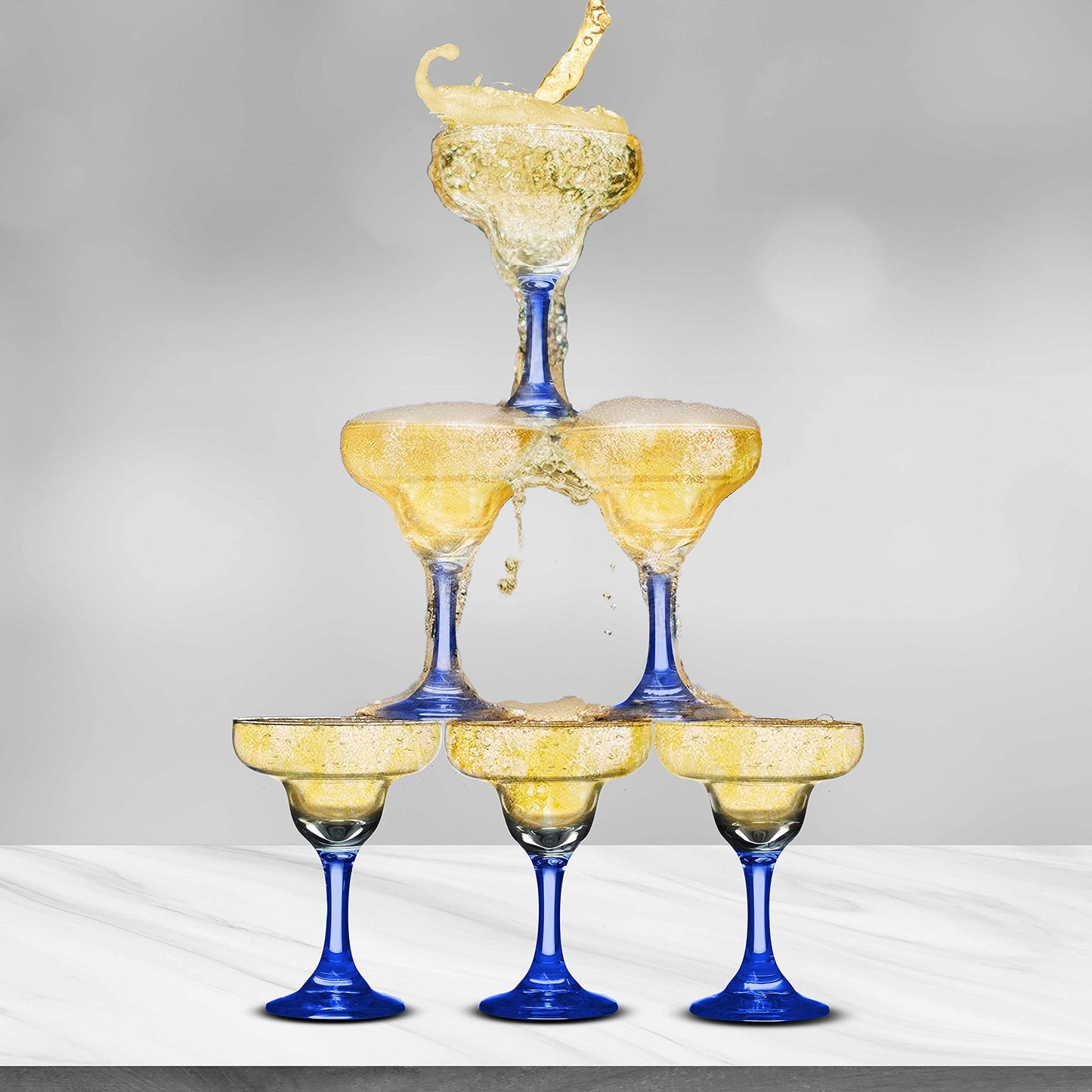 DISCOUNT PROMOS 10 Margarita Glasses Set, 9 oz. - Classic, Smooth, Barware, Glassware - Blue