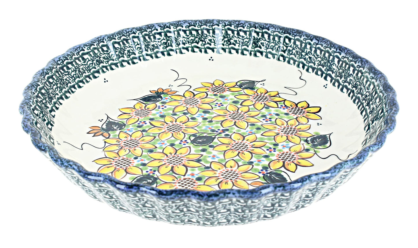 Blue Rose Polish Pottery Summer Picnic Pie Plate