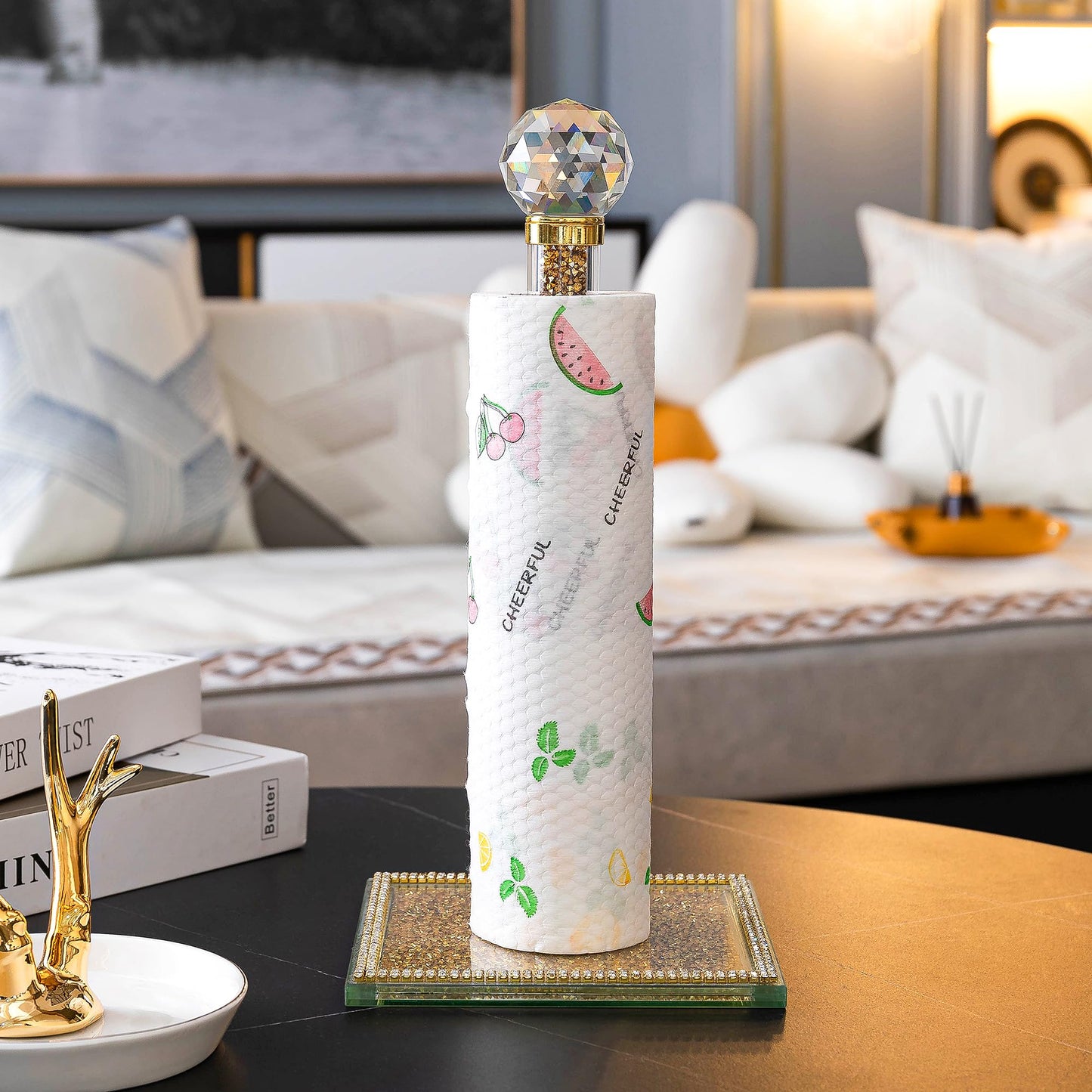Glam Gold Crystal Paper Towel Roll Holder
