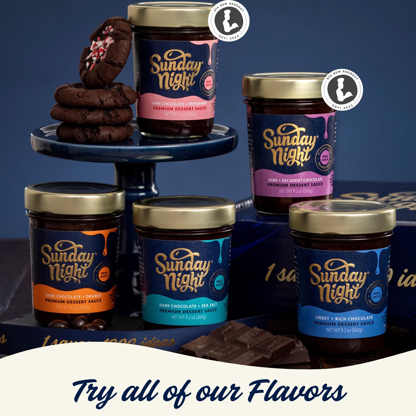 Sunday Night Foods | Sweet & Rich, Dark & Decadent Duo Gift Box Premium Dessert Sauce Gift Set 9.2 oz jars
