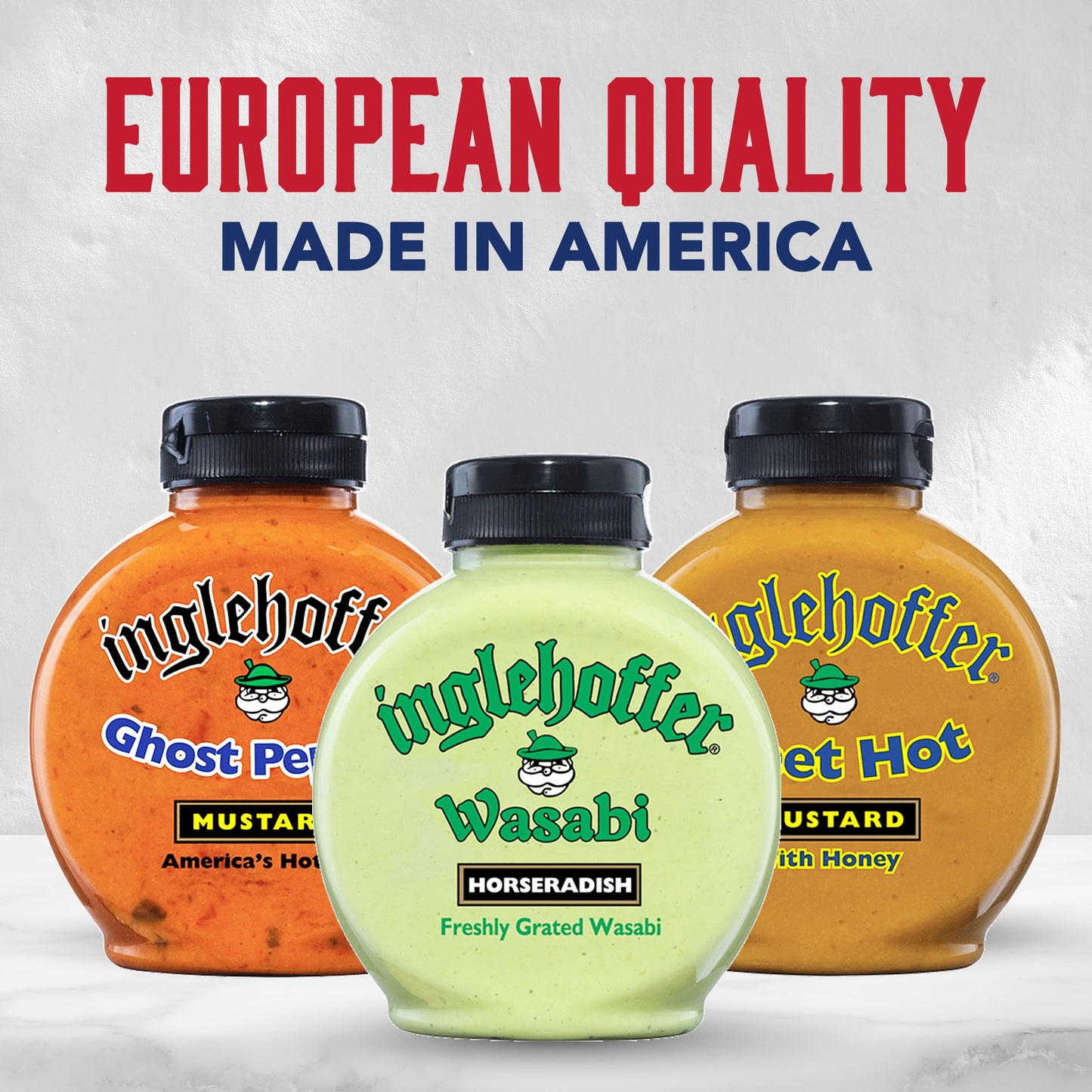 Inglehoffer Condiments Variety Pack, Ghost Pepper Mustard, Wasabi Horseradish and Sweet Hot Mustard (Pack of 3)