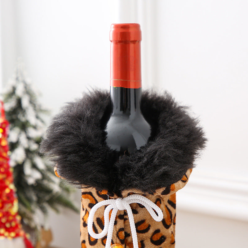 Leopard Wine Bottle Cover Set for Christmas or Anytime