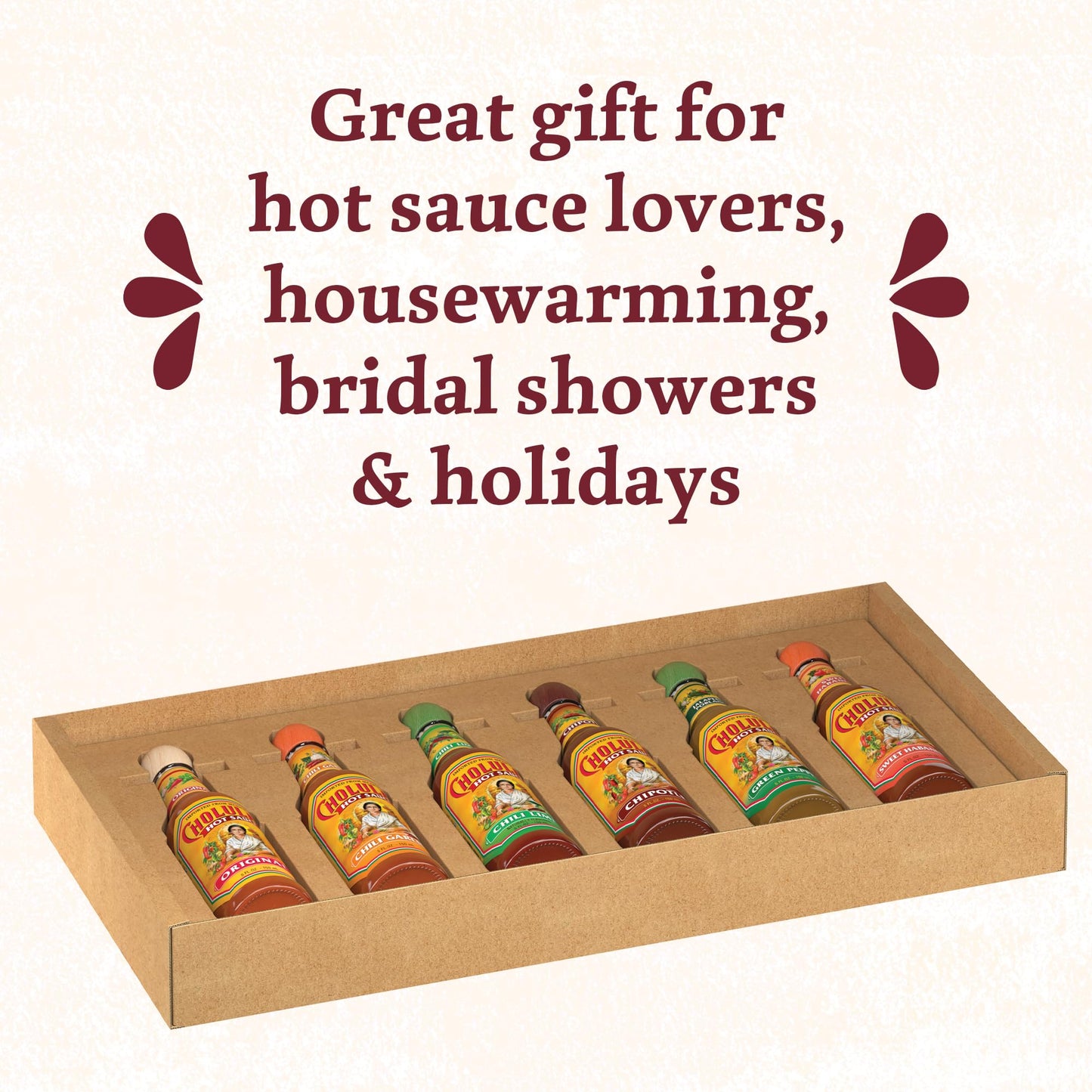 Cholula Hot Sauce Variety Pack, Product of Mexico, Gift Set Includes Six 5 Fl. Oz. Signature Cholula Hot Sauces for Eggs, Pizza, Mexican Dishes, and More, 30 Fl. Oz.