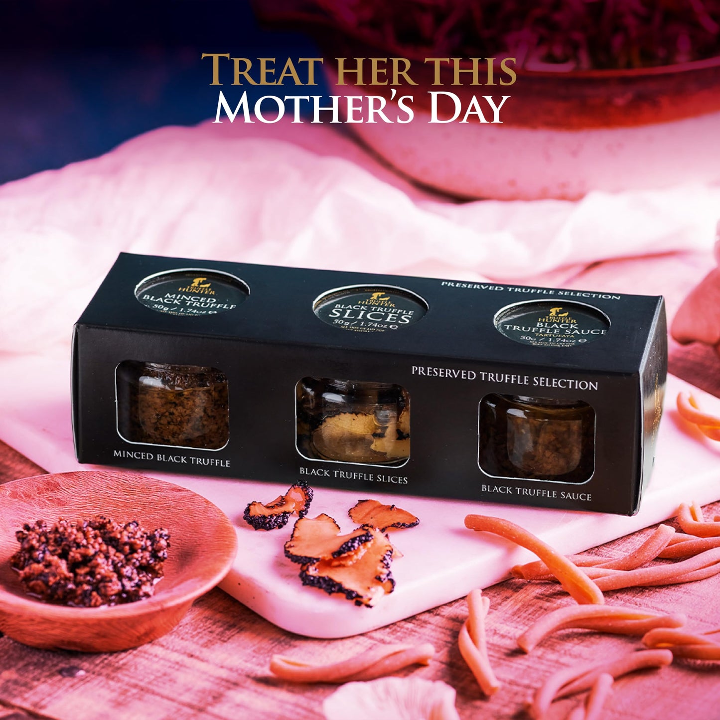 TruffleHunter - Preserved Black Truffle Selection - Minced Truffle, Truffle Slices, Truffle Sauce (3 x 1.77 Oz. Each)