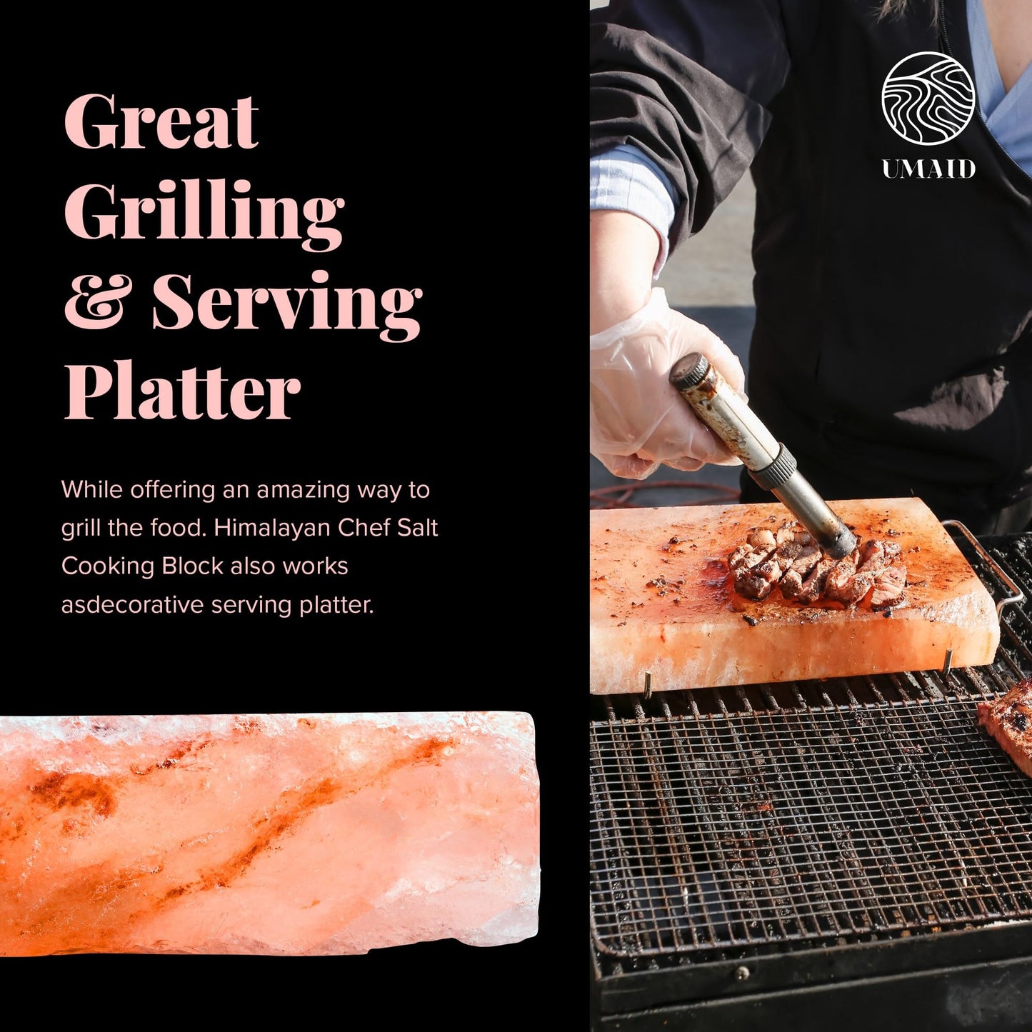 Himalayan Pink Salt Block for Grilling, Cooking, Cutting and Serving
