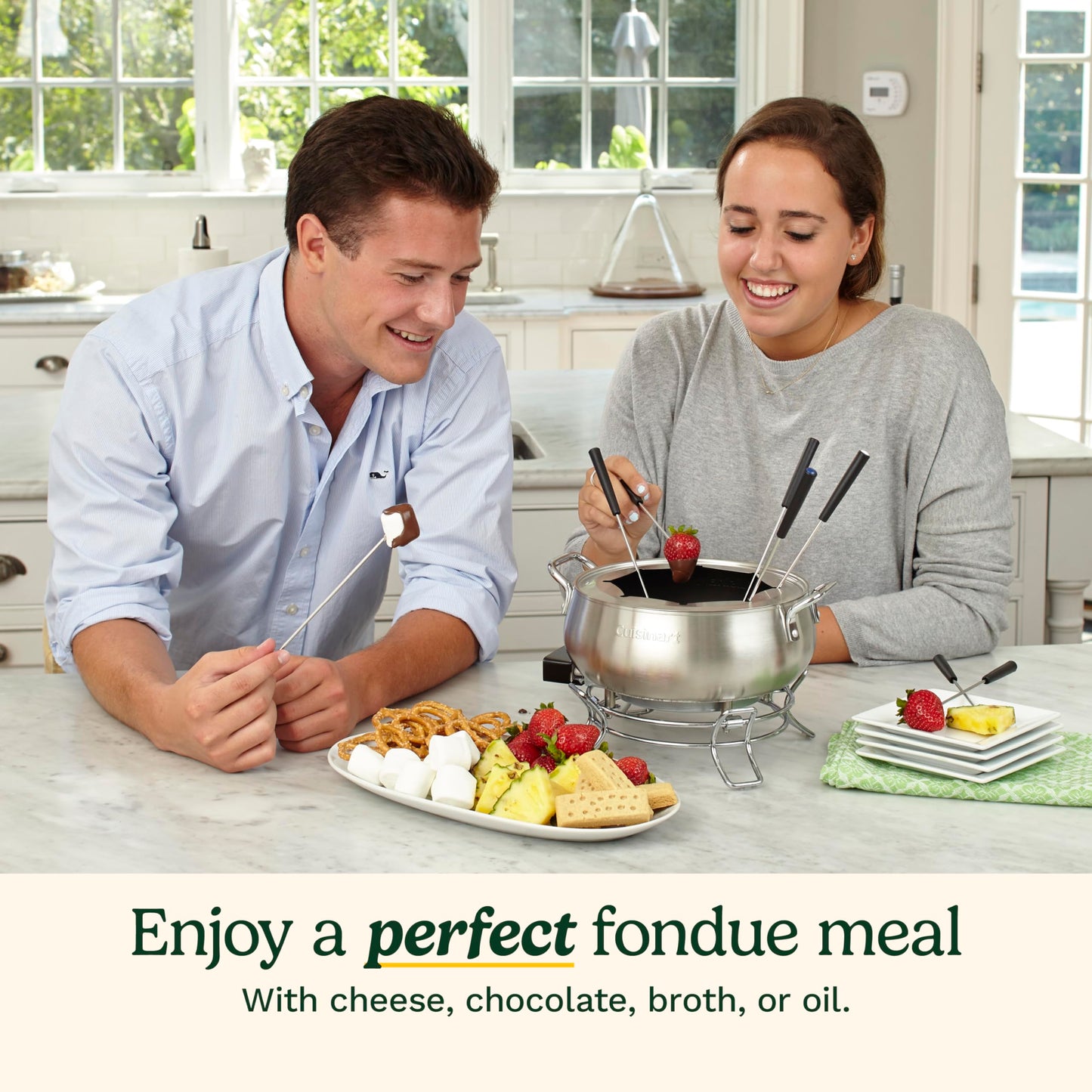 Stainless Steel Cuisinart Fondue Pot for Chocolate, Cheese or Meat in Broth or Oil, CFO-3SSP1