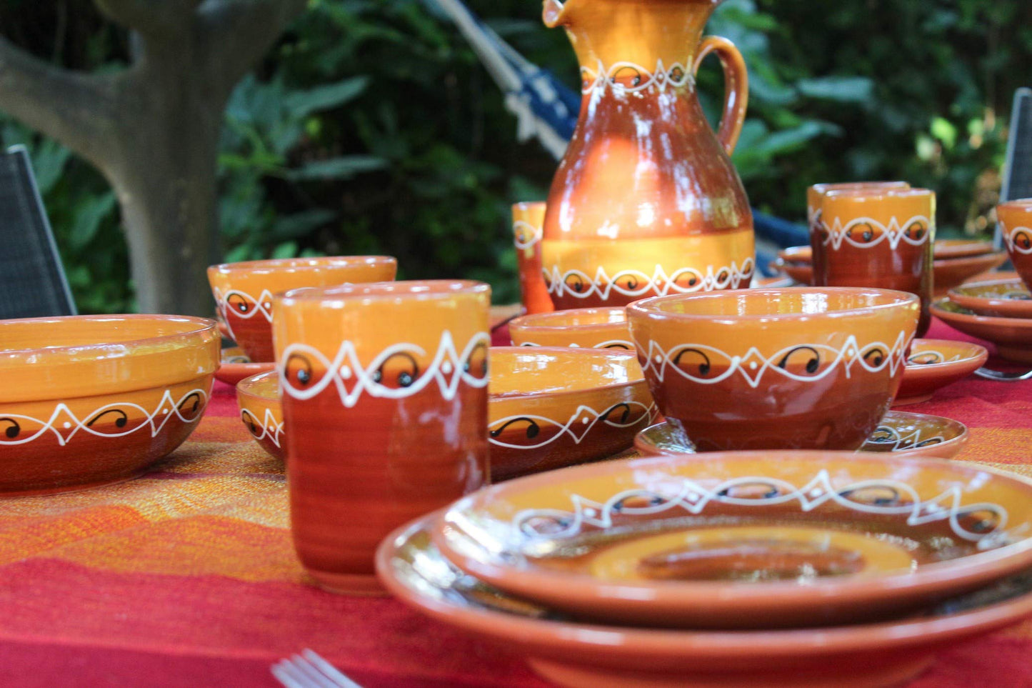 Cactus Canyon Ceramics Spanish Terracotta 5-Piece Salad Plate Set, Spanish Sunset