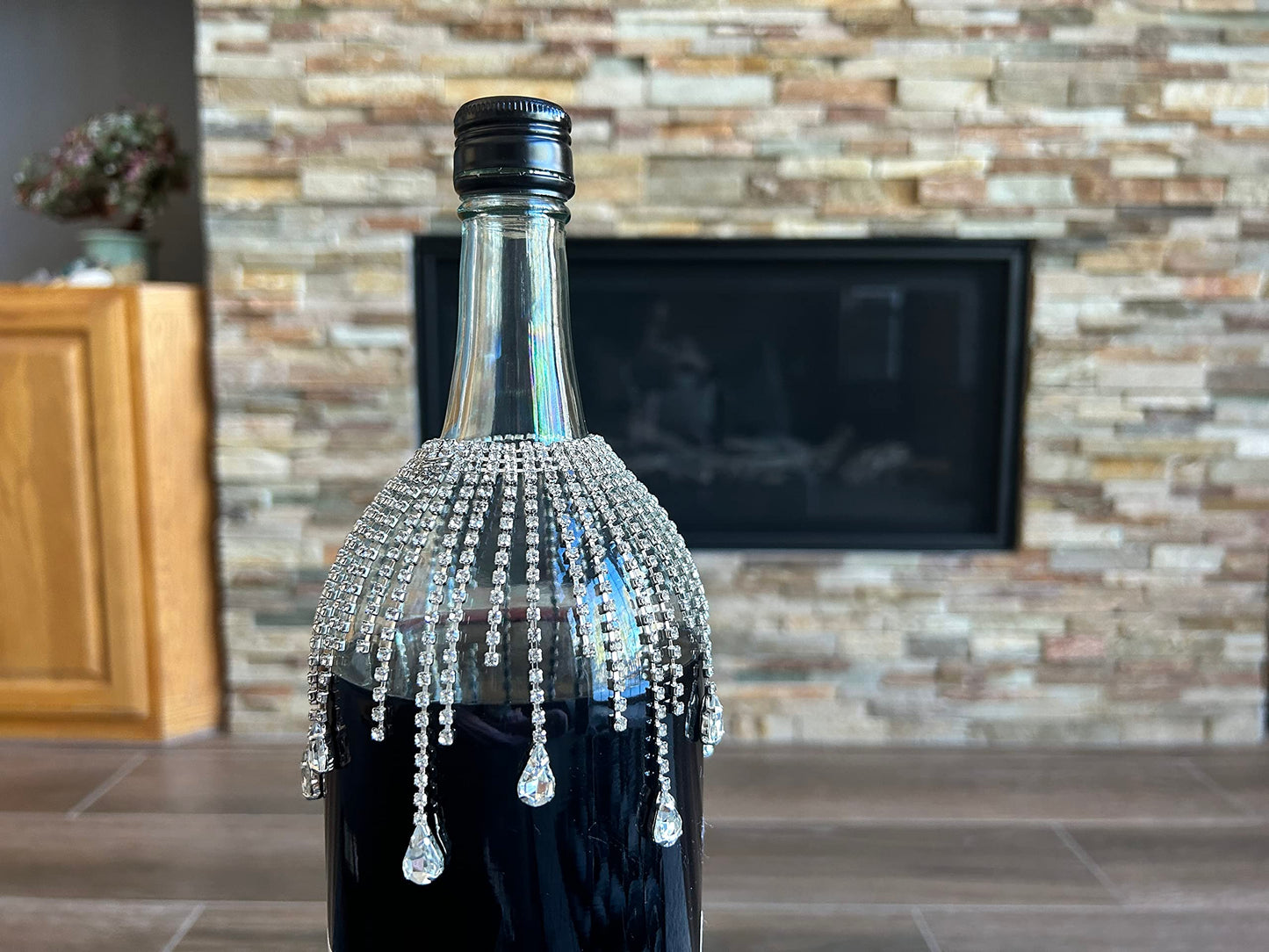 Oil, liquor and wine bottle rhinestone jewelry bling charm