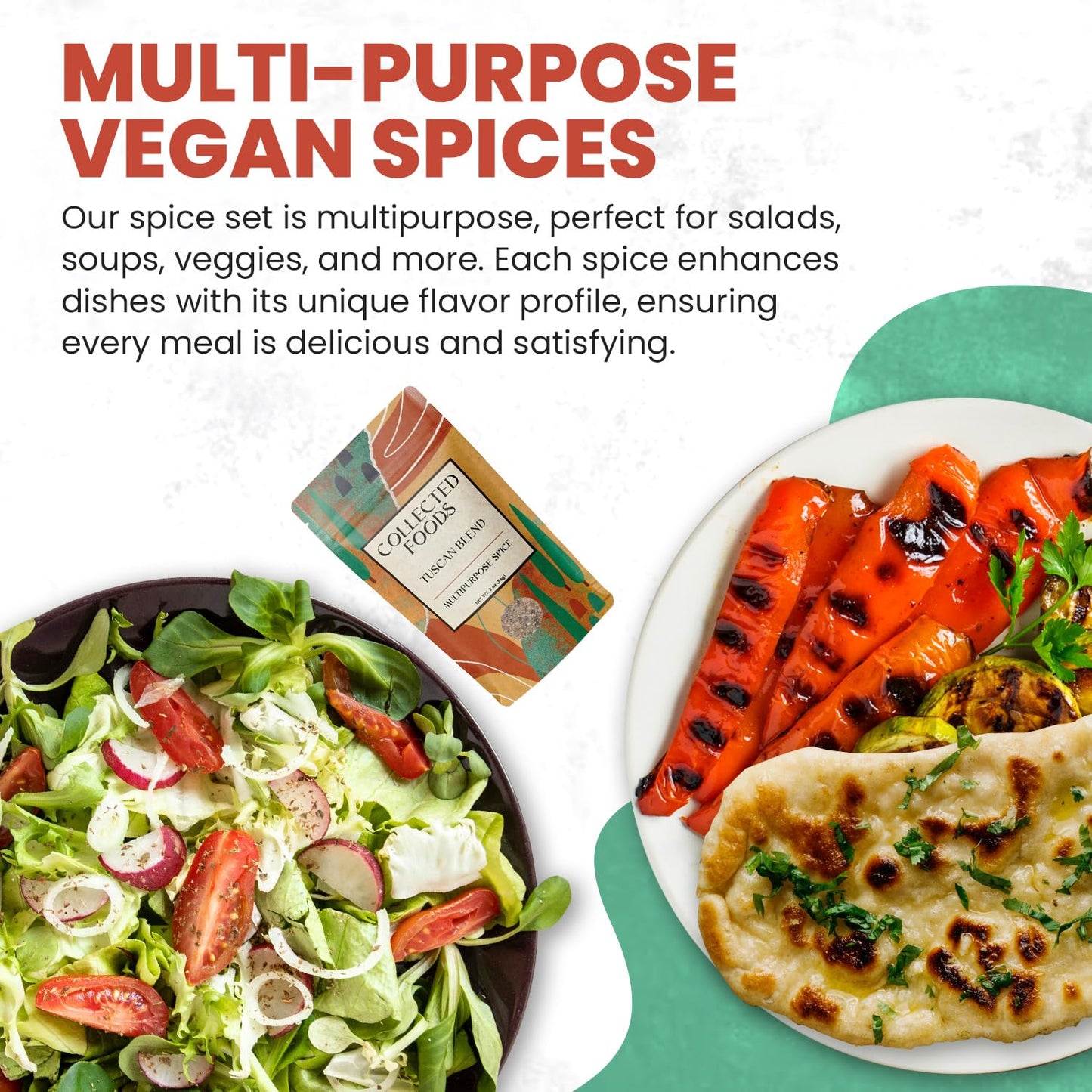 Vegan Spice Gift Set - Gourmet Seasoning Collection by NYC Chefs for Plant-Based Cooking: Includes Zaatar, Umami, Tuscan Blend, Wild Rose Harissa, and Aleppo Pepper"